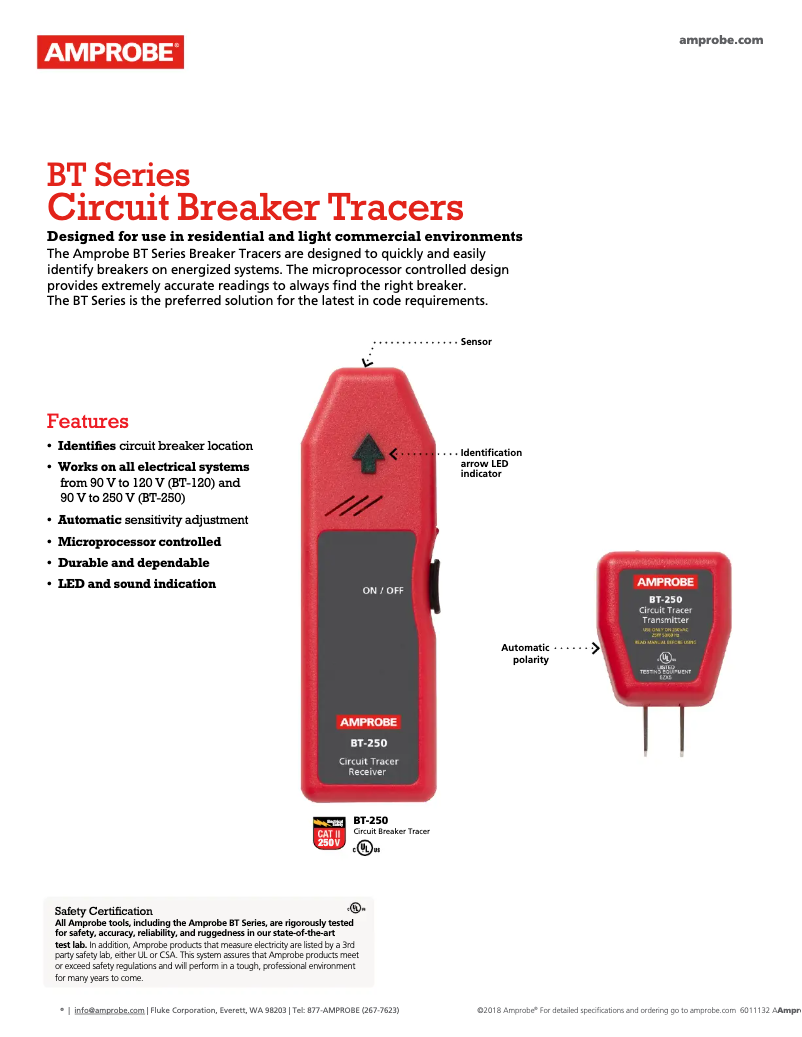Page n°1 - Fiche technique Amprobe BT-250