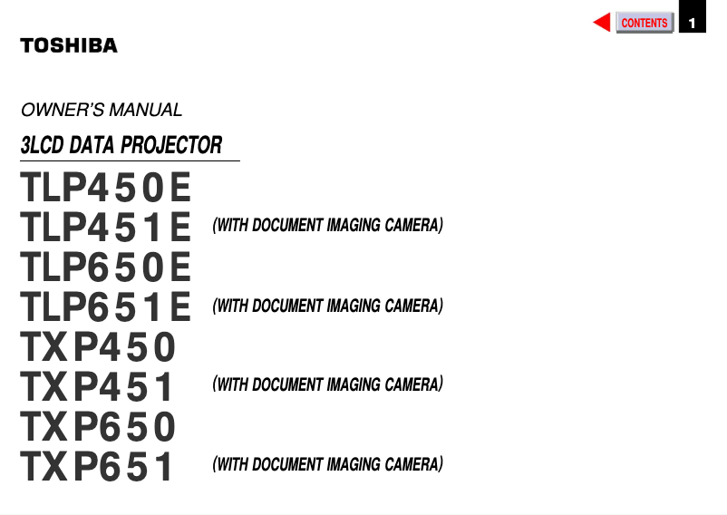 Page 1 de la notice Manuel utilisateur Toshiba TXP-650