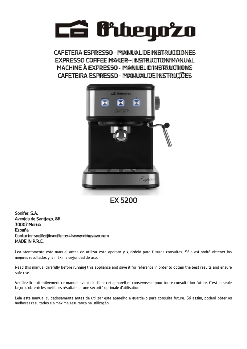 Page n°1 - Manuel utilisateur Orbegozo EX 5210