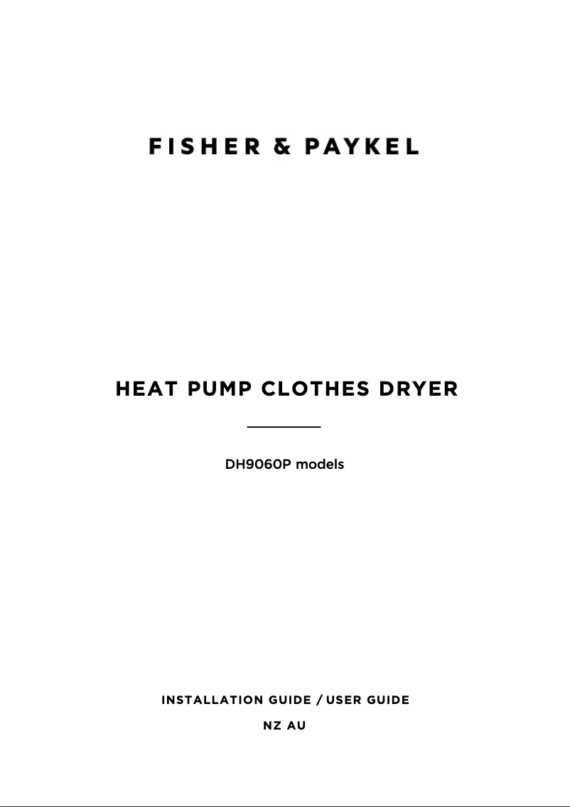 Page 1 de la notice Guide d'installation Fisher & Paykel DH9060P1