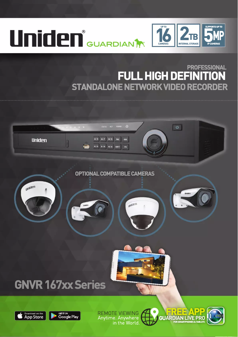 Page 1 de la notice Brochure Uniden GNVR16700