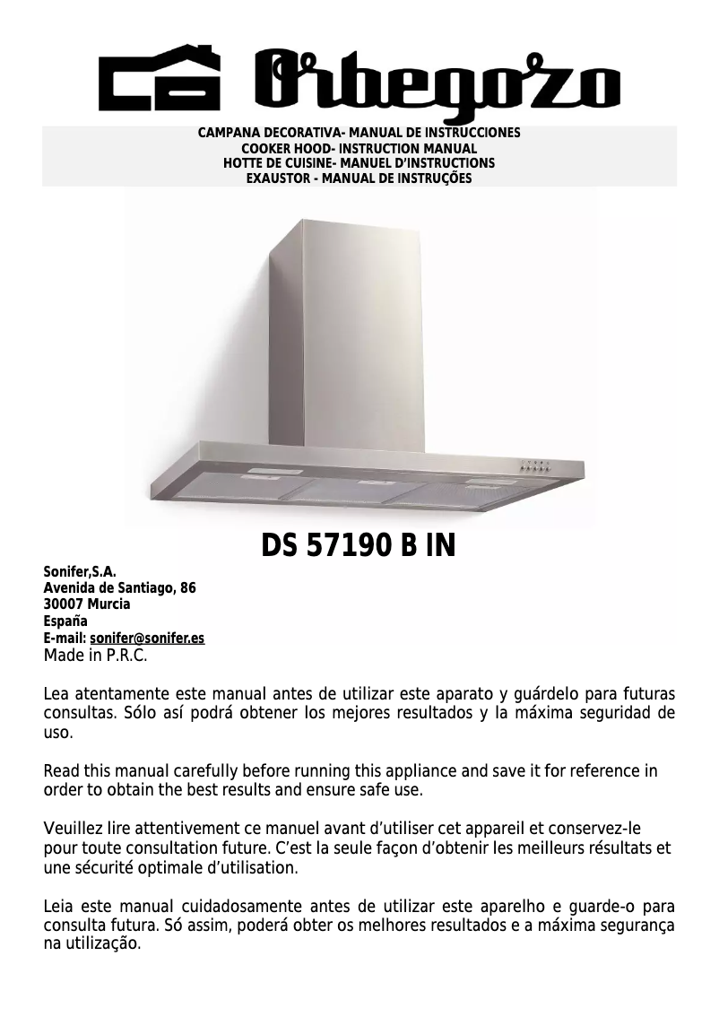 Page n°1 - Manuel utilisateur Orbegozo DS 57190 B IN