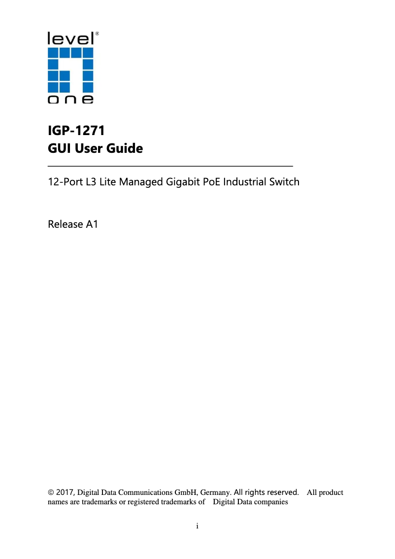Page 1 of the manual Technical Sheet LevelOne IGP-1271