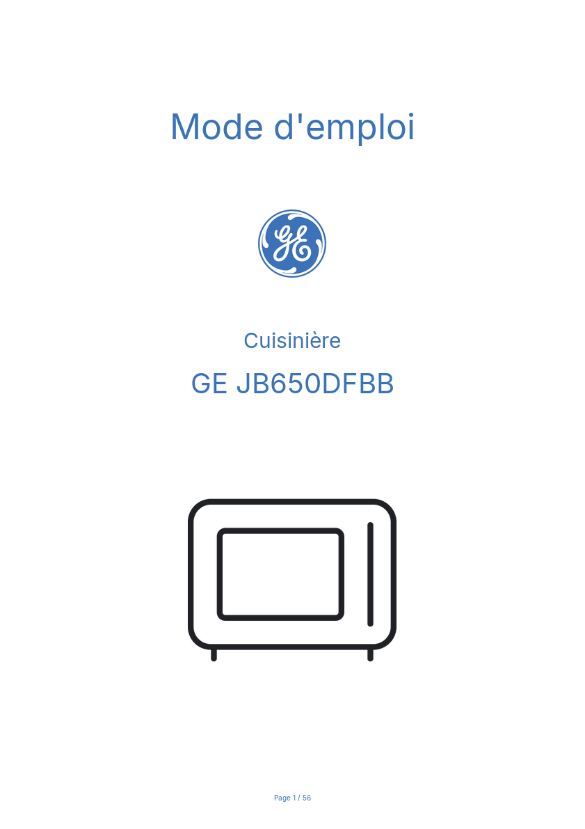 Page n°1 - Mode d'emploi GE JB650DFBB