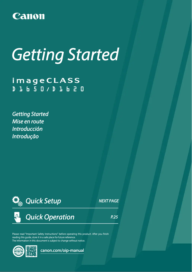 Página 1 del manual Guía de inicio rápido Canon ImageCLASS D1650