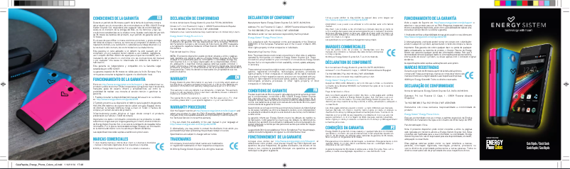 First page image of the manual for Energy Phone Colors