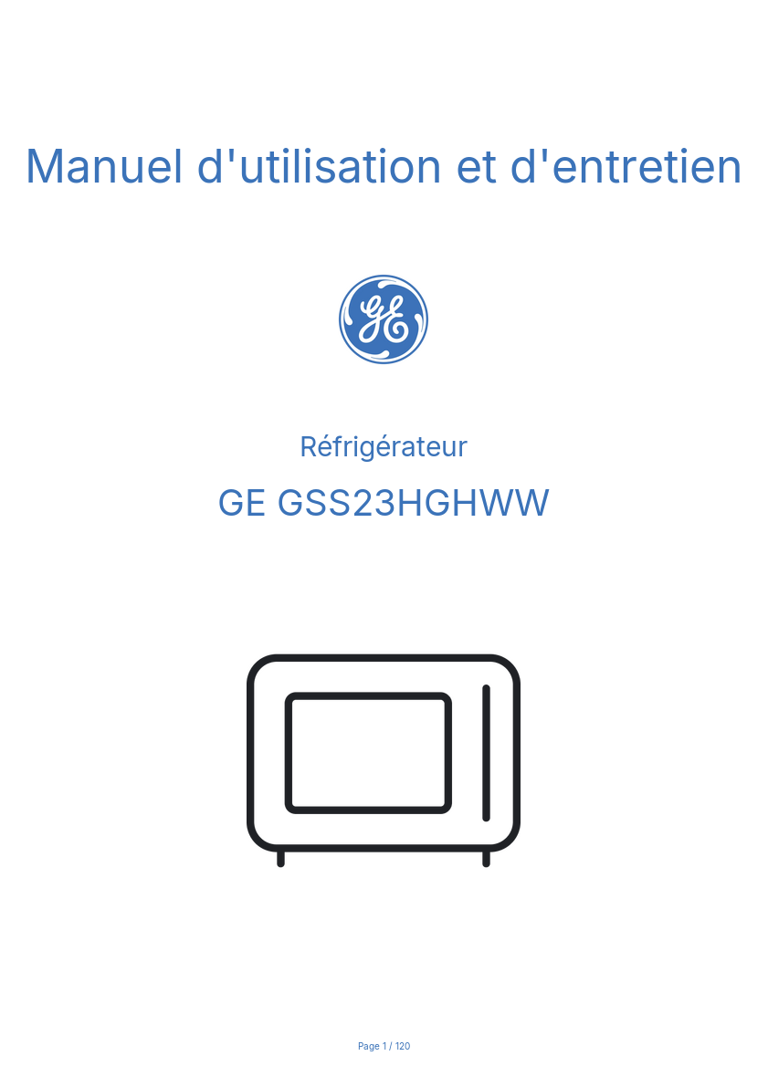 Image de la première page du manuel de l'appareil GSS23HGHWW