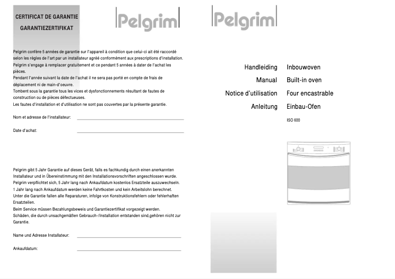 Página 1 del manual Manual de usuario Pelgrim ISO 600