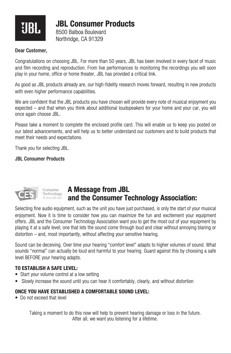 Page 1 de la notice Informations de garantie JBL Bar 2.0 All-in-One