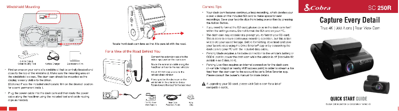 Page 1 de la notice Guide de démarrage rapide Cobra SC 250R