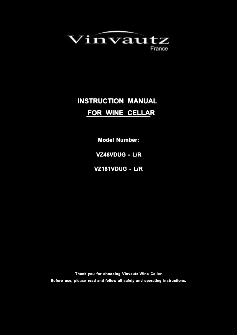 Page n°1 - Manuel utilisateur Vinvautz VZ181VDUG