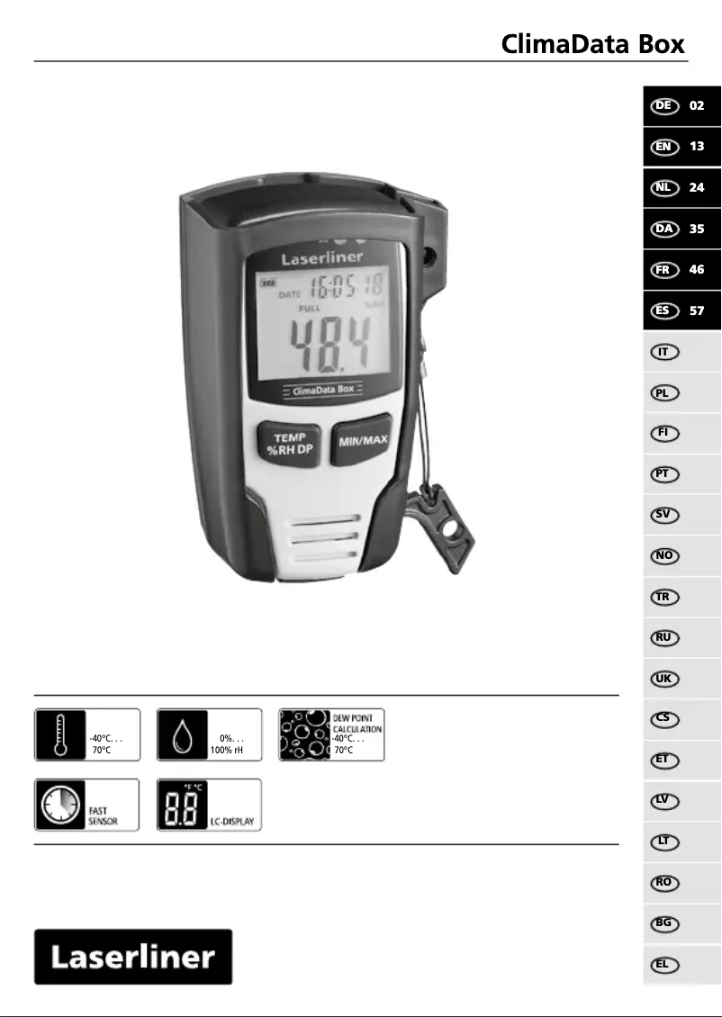 Image de la première page du manuel de l'appareil ClimaData Box