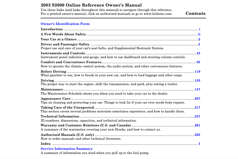 Image de la première page du manuel de l'appareil S2000 (2003)