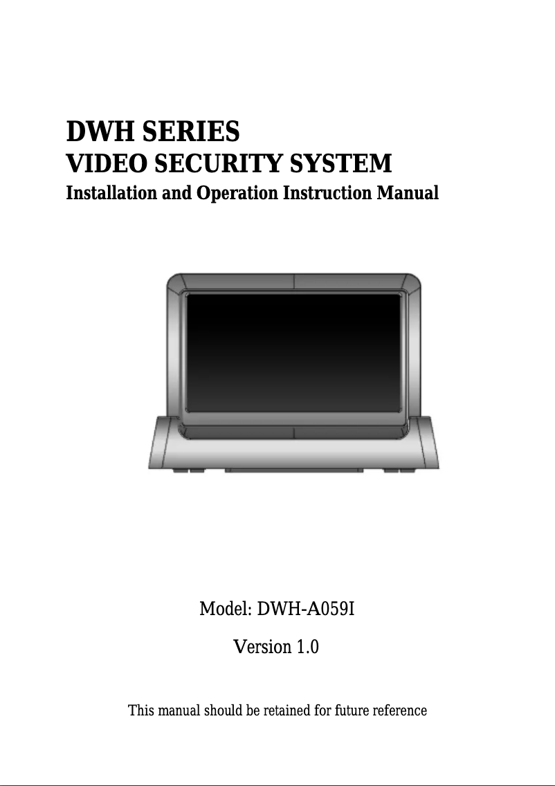 Page n°1 - Manuel utilisateur Velleman DWH-A059I
