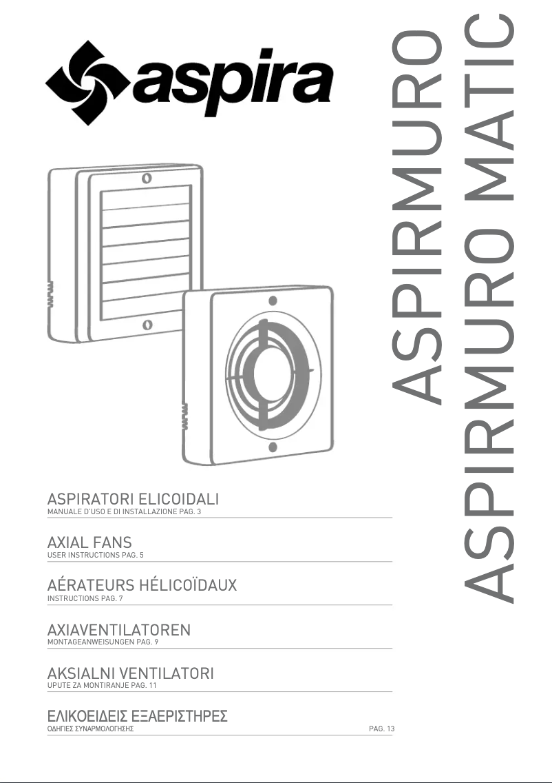 Page 1 de la notice Manuel utilisateur Fantini Cosmi ASPIRMURO MATIC