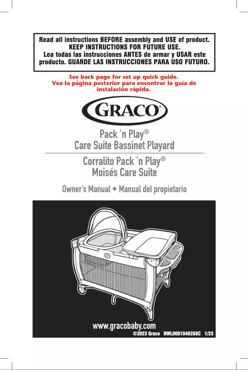 Page 1 de la notice Guide de démarrage rapide Graco Pack 'n Play Care Suite Bassinet Playard