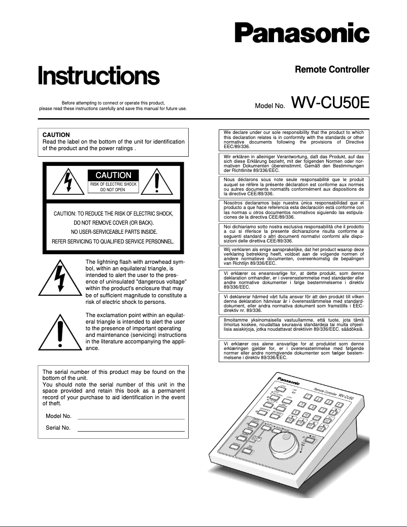 Página 1 del manual Manual de usuario Panasonic WV-CU50