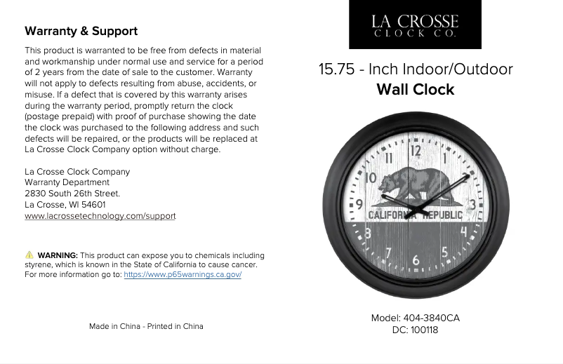 Page n°1 - Manuel utilisateur La Crosse Technology 404-3840CA
