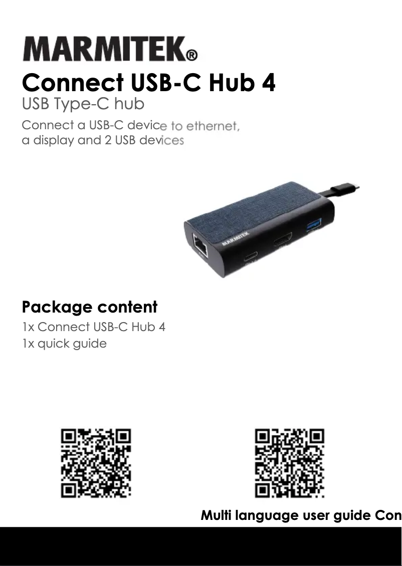 Page 1 de la notice Manuel utilisateur Marmitek Connect USB C Hub 4