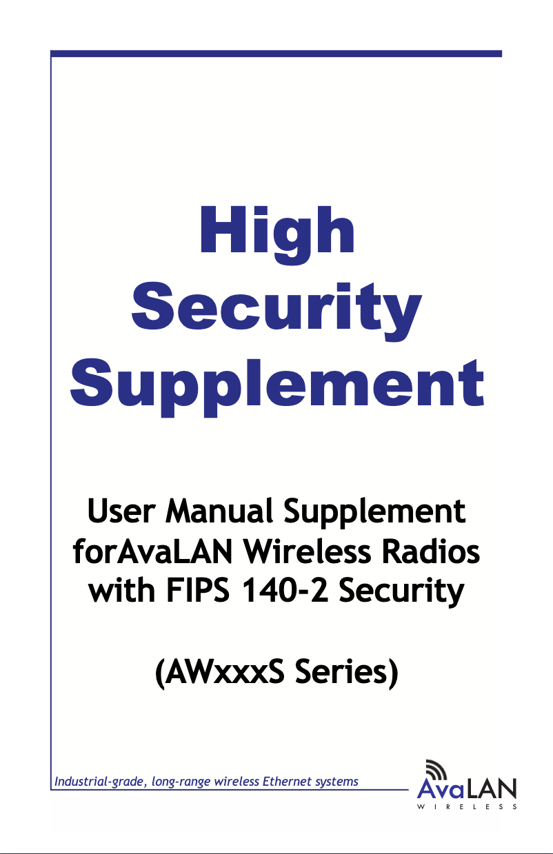 Page n°1 - Manuel utilisateur AvaLAN AW900S