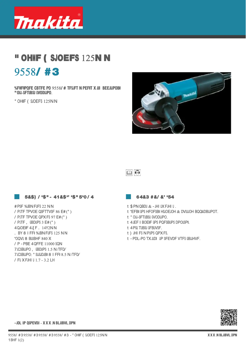 Página 1 del manual Ficha técnica Makita 9558NB