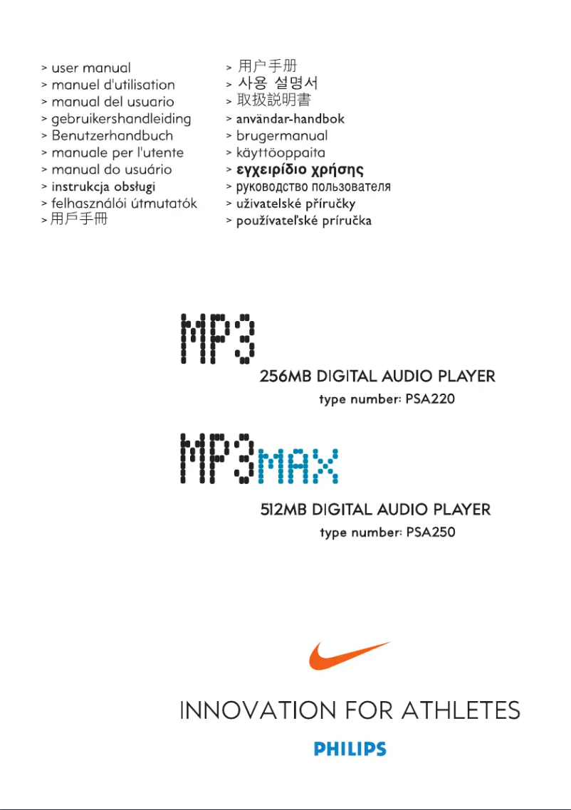 Page n°1 - Manuel utilisateur Philips Nike PSA250