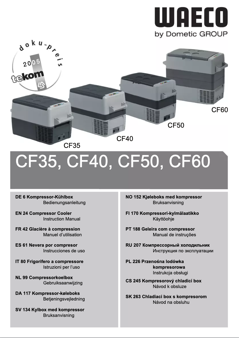 Page 1 of the manual User Manual Waeco CF40