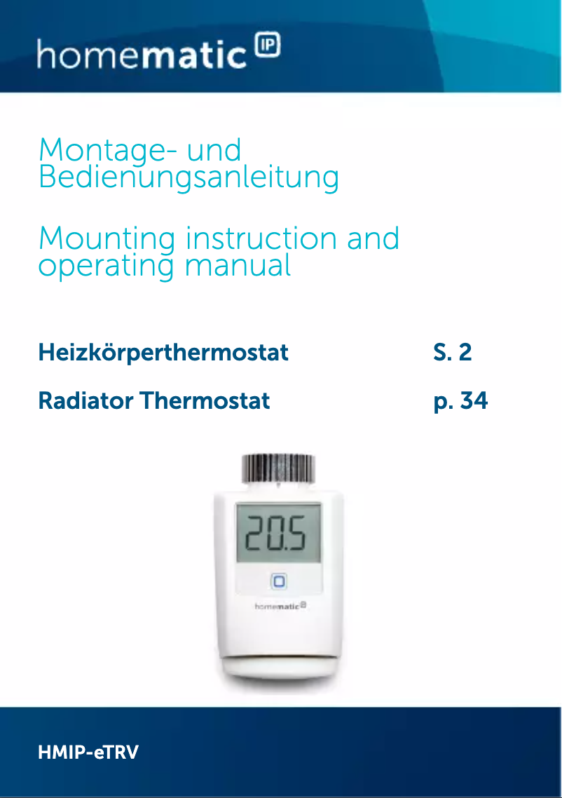 Page n°1 - Mode d'emploi Homematic IP HMIP-eTRV