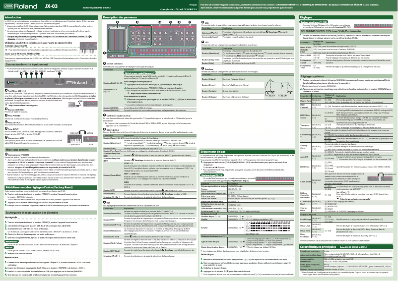 Image de la première page du manuel de l'appareil JX-03