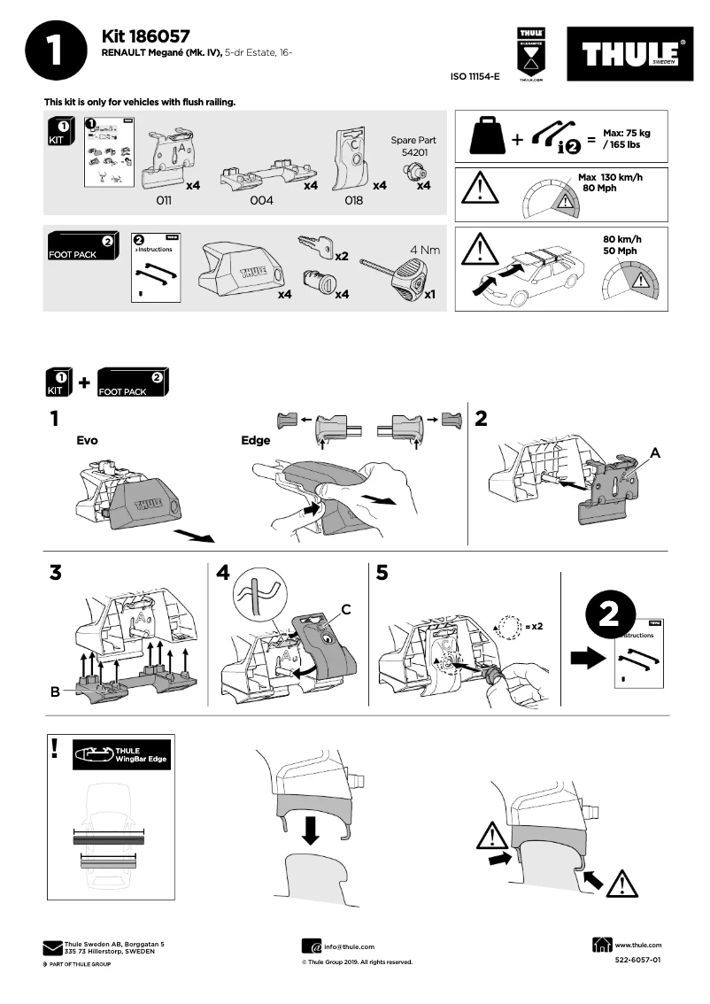 Page n°1 - Manuel utilisateur Thule Kit 186057