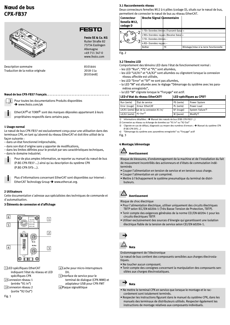Page n°1 - Manuel utilisateur Festo CPX-FB37