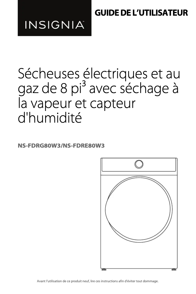 Page 1 de la notice Manuel utilisateur Insignia NS-FDRG80W3