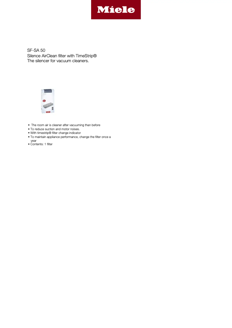 Page 1 de la notice Manuel utilisateur Miele SA SF 50