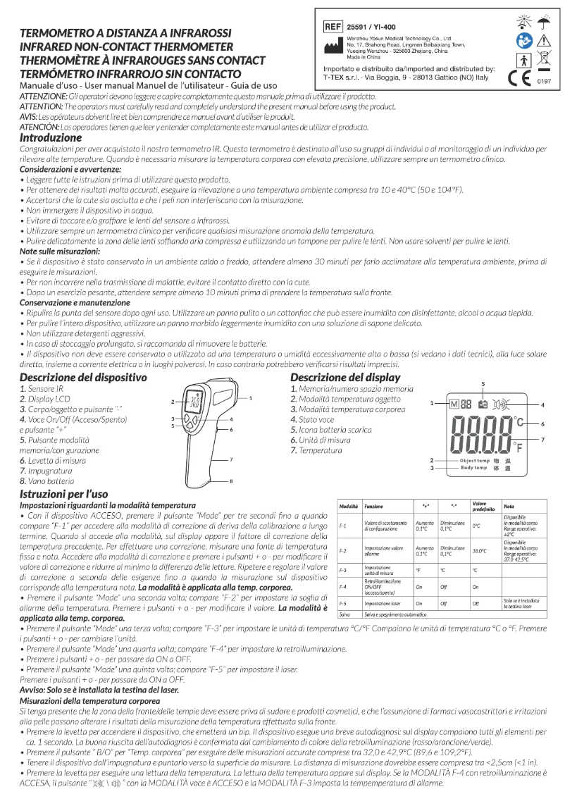 Page 1 de la notice Manuel utilisateur Arya YI-400
