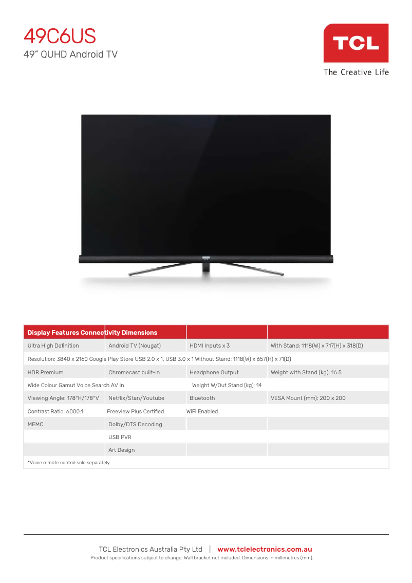 Imagen de la primera página del manual del dispositivo 49C6US
