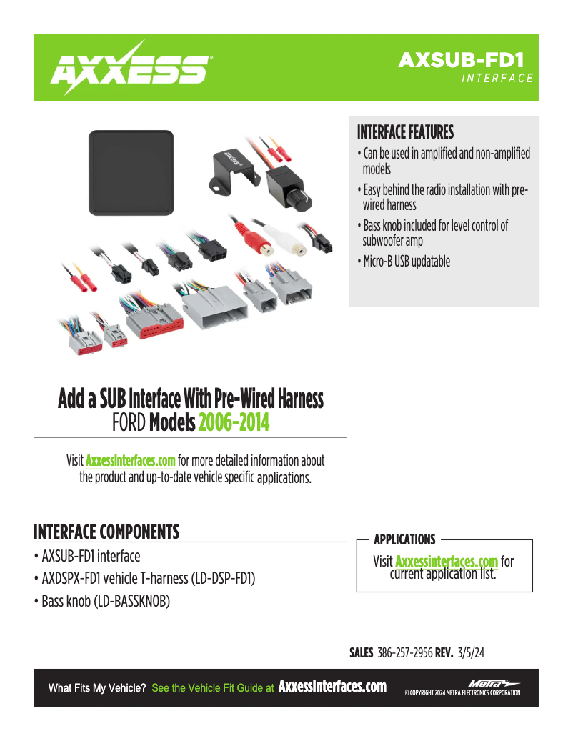 Página 1 del manual Ficha técnica AXESS AXSUB-FD1