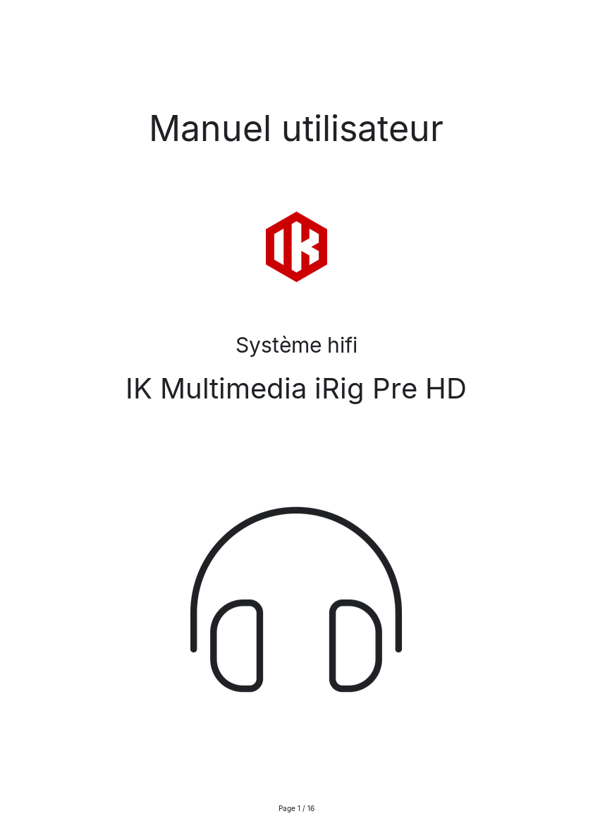 Page n°1 - Manuel utilisateur IK Multimedia iRig Pre HD