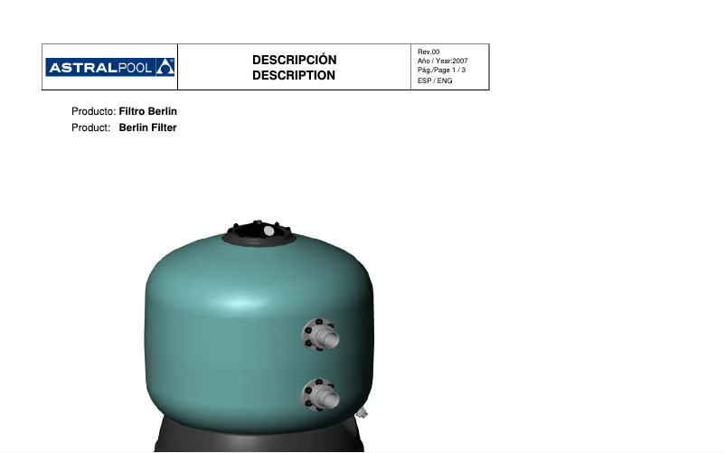 Page 1 de la notice Fiche technique AstralPool Berlin