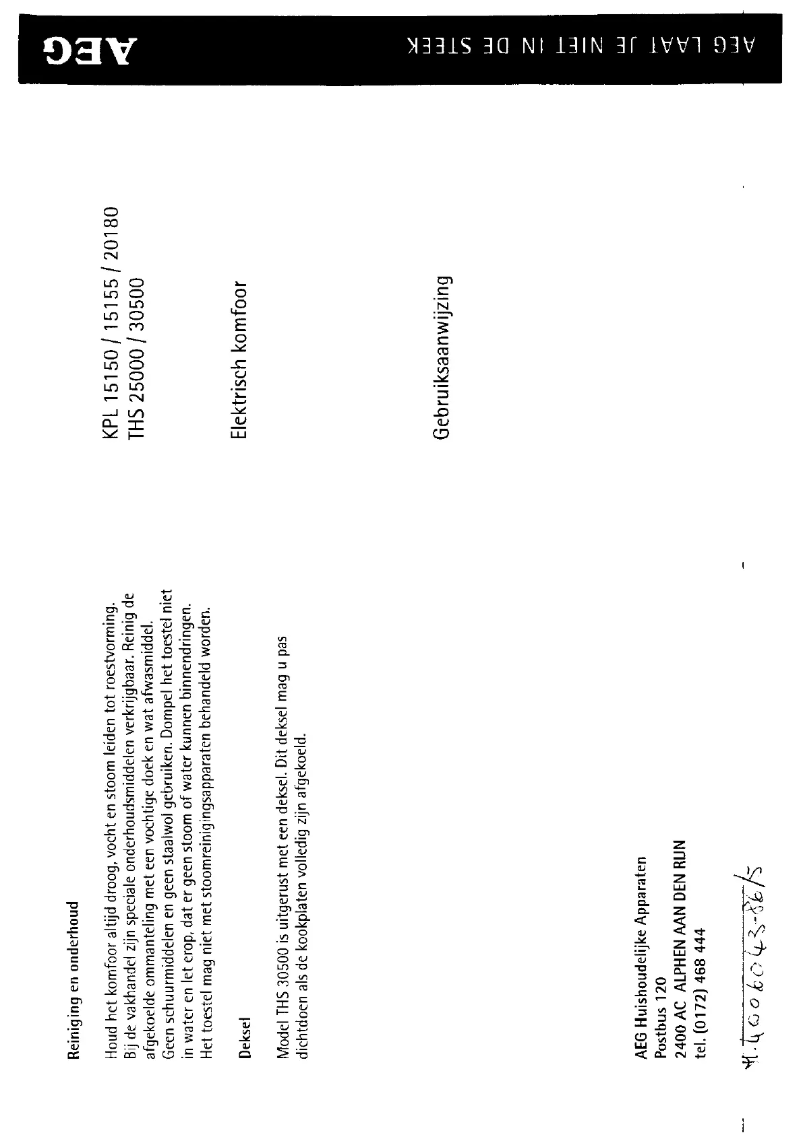 Page n°1 - Manuel utilisateur AEG-Electrolux THS 25000