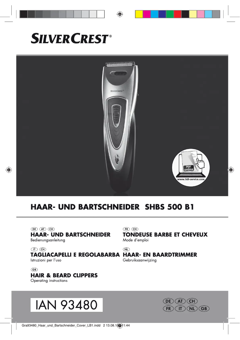 Page 1 de la notice Manuel utilisateur SilverCrest SHBS 500 B1