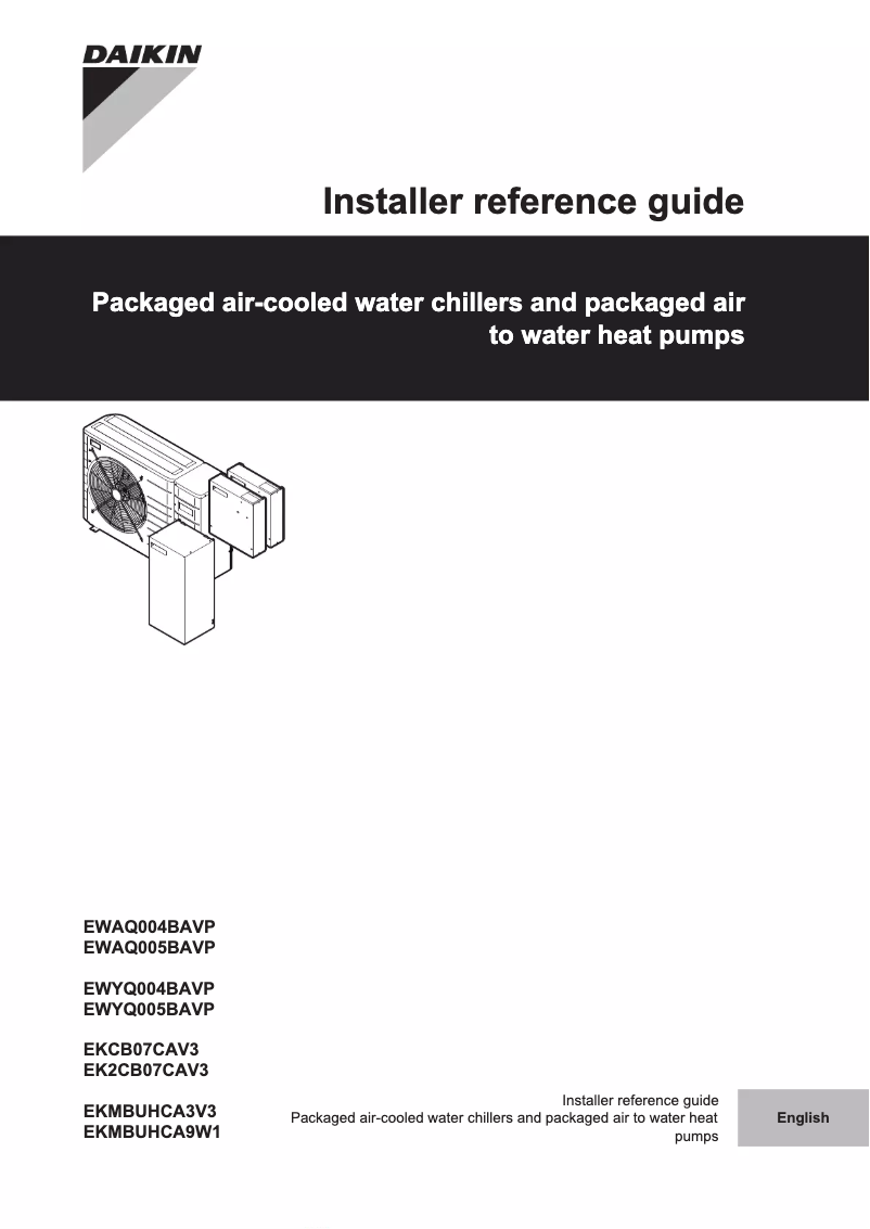 Page 1 de la notice Guide d'installation Daikin EWAQ021CAWH