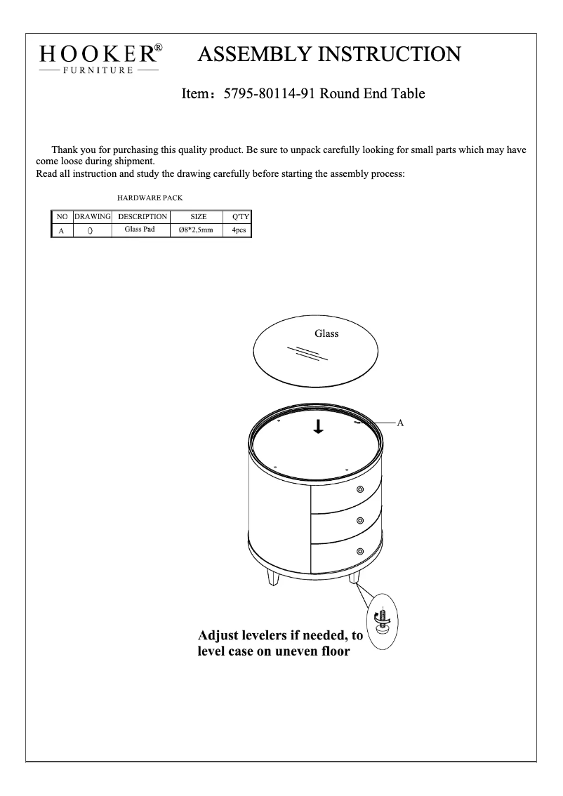 Page n°1 - Manuel utilisateur Hooker 5795-80114-91