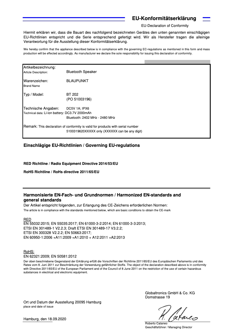 Página 1 del manual Manual de usuario Blaupunkt BT 202