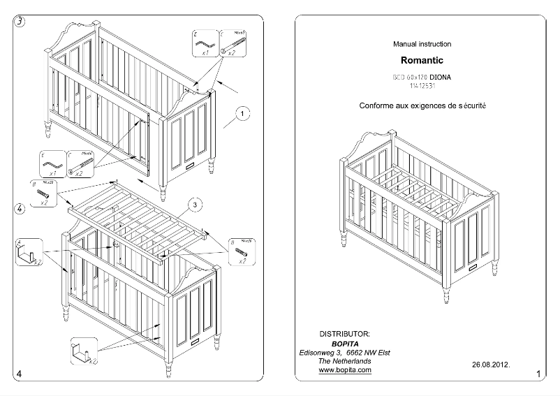 Page 1 de la notice Manuel utilisateur Bopita Romantic Diona