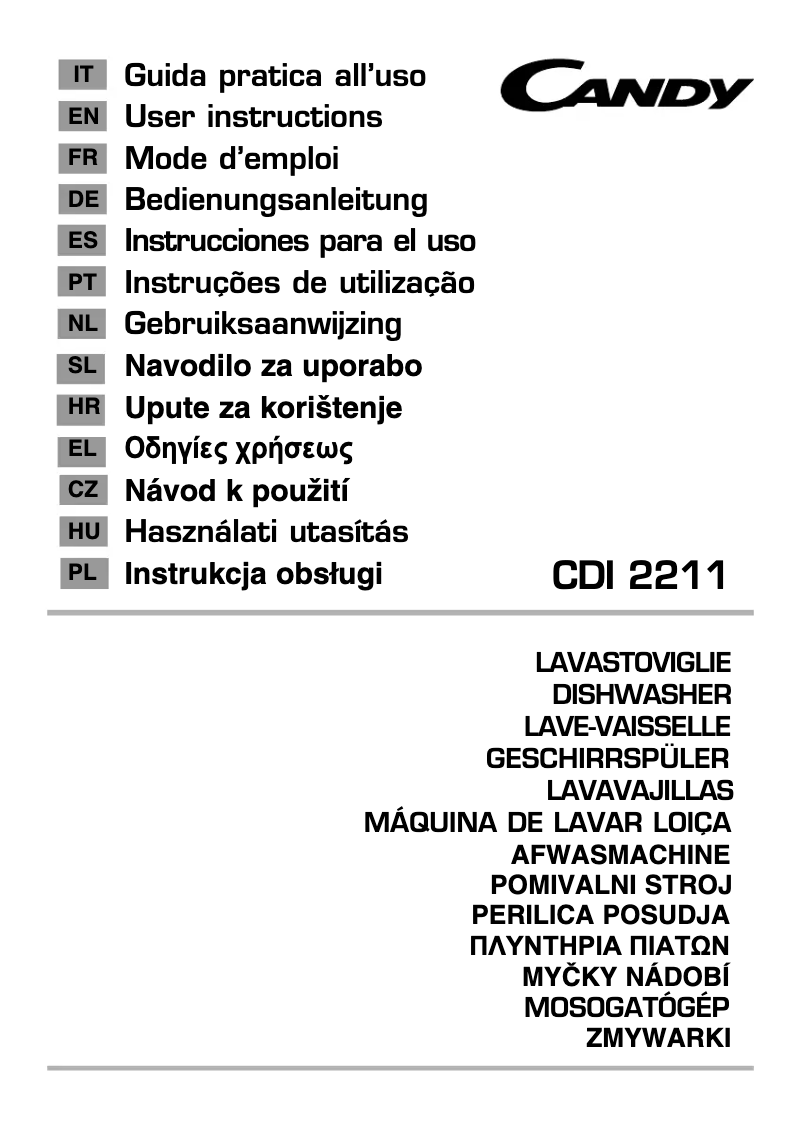 Page n°1 - Manuel utilisateur Candy CDI 2211/E-S