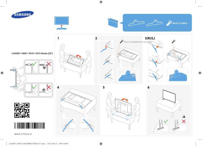 Page 1 de la notice Guide d'installation Samsung UE32J4500AKXXU
