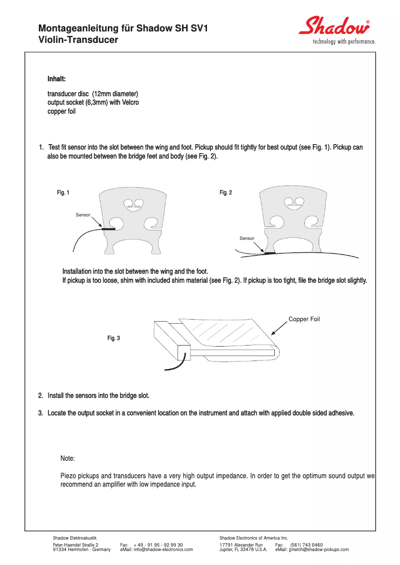 Page 1 de la notice Manuel utilisateur Shadow SH-SV1