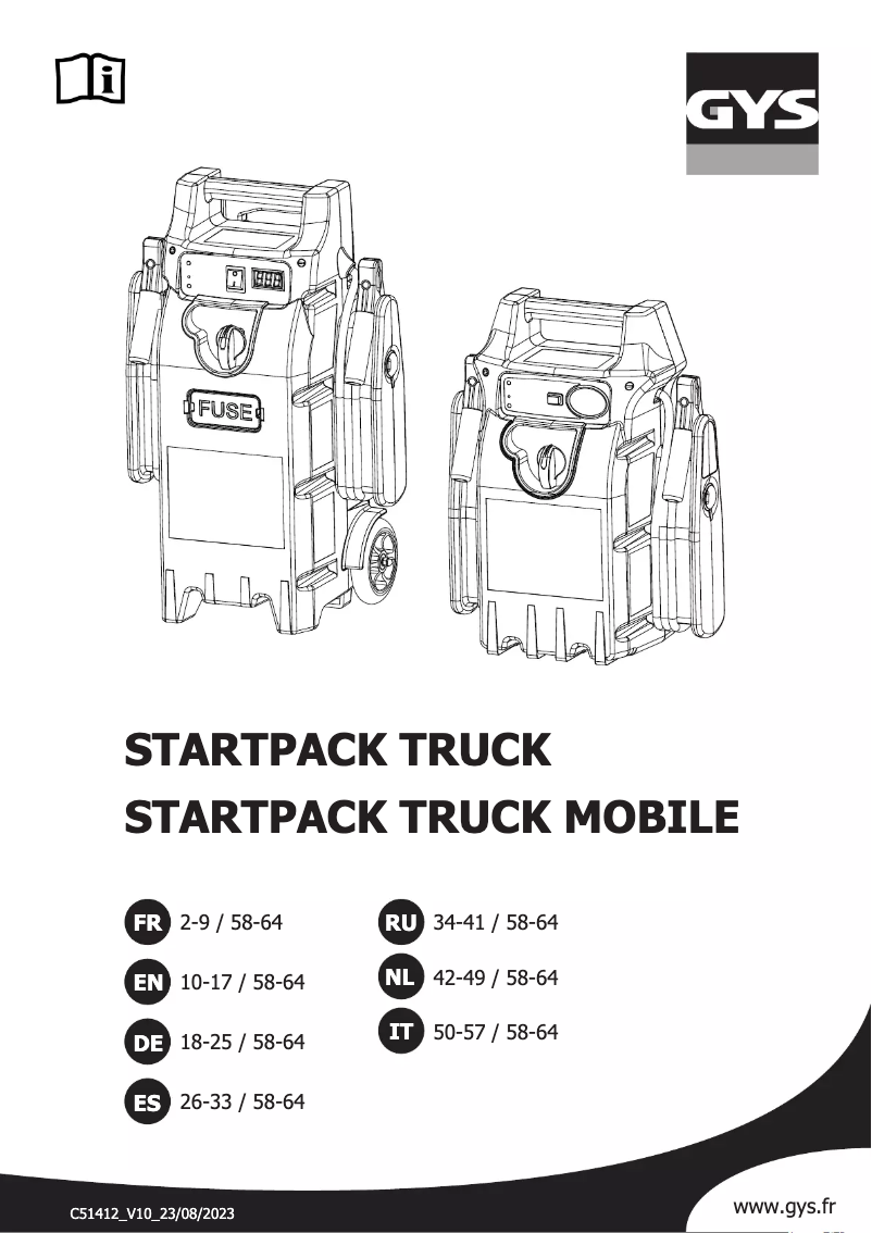Page n°1 - Manuel utilisateur GYS Startpack Truck Mobile