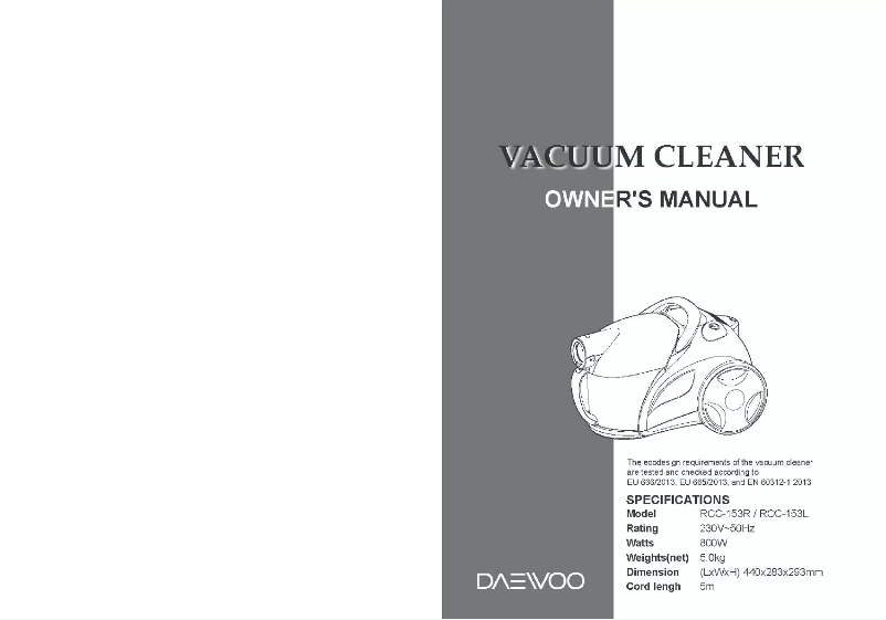 Page n°1 - Manuel utilisateur Daewoo RCC-153L