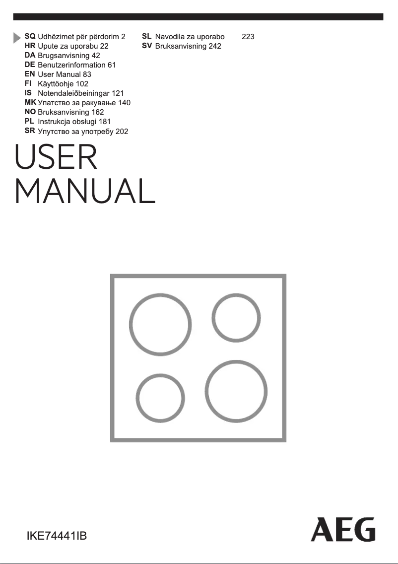 Page 1 de la notice Manuel utilisateur AEG IKE74441IB